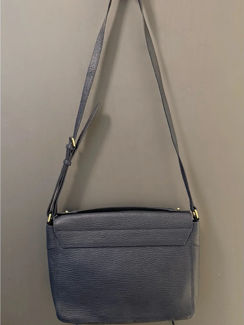 3.1 Phillip Lim Navy Textured Leather Messenger Bag w/ Dustbag